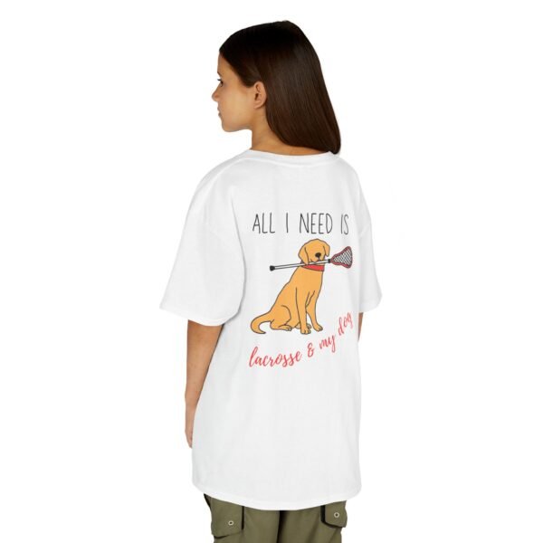 "All I Need is Lacrosse & My Dog" kids tee | Double-sided design
