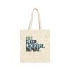 Eat.Sleep.Lacrosse.Repeat / BLUE/ Canvas Tote Bag