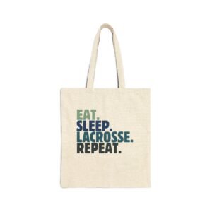 Eat.Sleep.Lacrosse.Repeat / BLUE/ Canvas Tote Bag