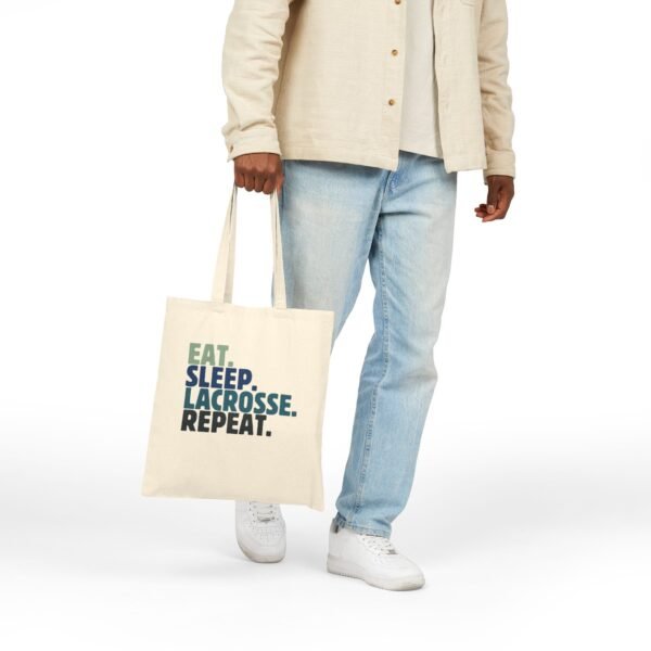 Eat.Sleep.Lacrosse.Repeat / BLUE/ Canvas Tote Bag